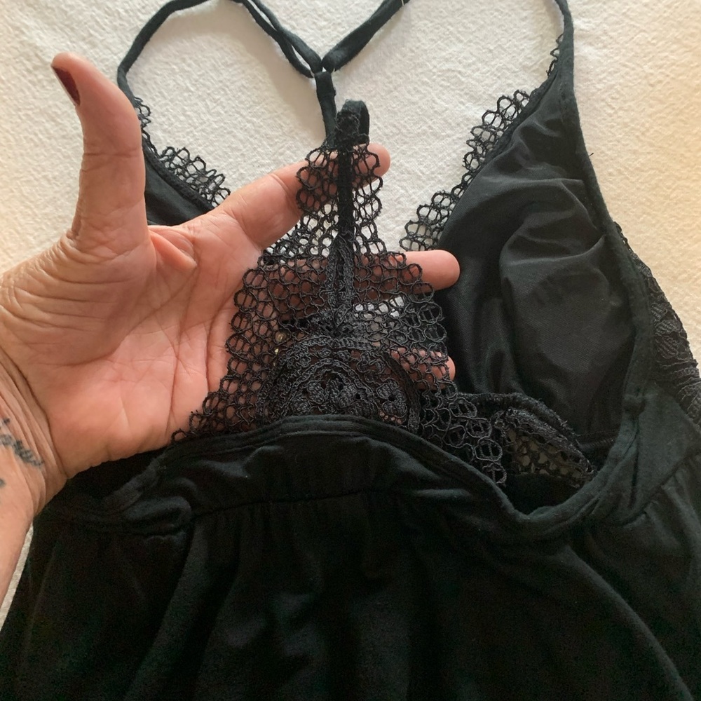 Lacy Details Victoria’s Secret T Strap Slip Dress Black Lace Bodice Romantic - Picture 5 of 10